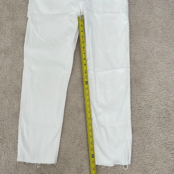 Madewell The Perfect Vintage Crop Jean – White High Rise Frayed Hem – Size 30 - Picture 7 of 10